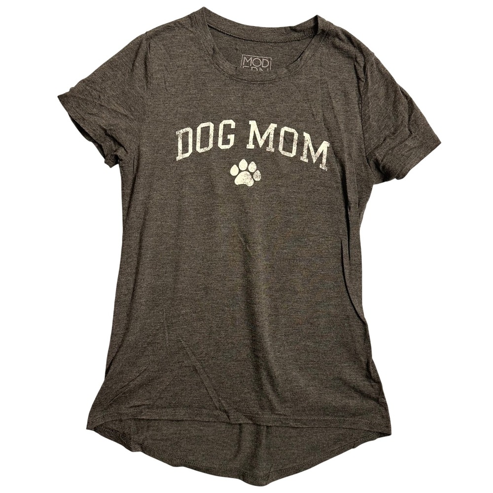 Modern Lux Dog Mom Graphic T-Shirt Womens Size M Gray Casual Short Sleeve